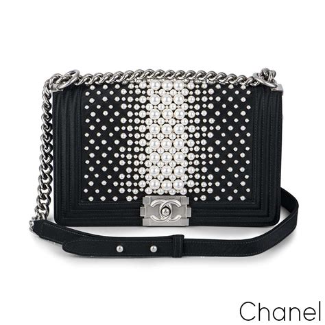 chanel medium pearl boy bag.